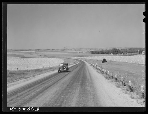 Highway and wheat fields near Minot, North Dakota