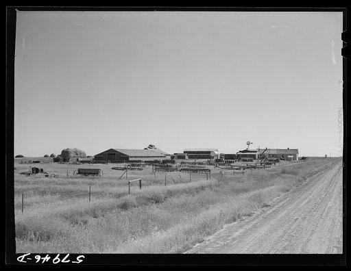 One of the headquarters of the Schnitzler Corporation ranch, one of the largest wheat ranches in the West. Froid, Montana