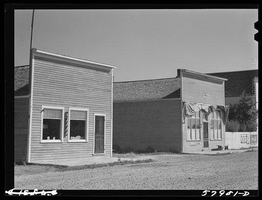 Untitled photo, possibly related to: Barbershop, store and post office in Homestead, Montana