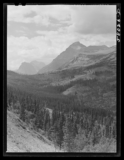 Mountains seen from highway. Glacier National Park, Montana