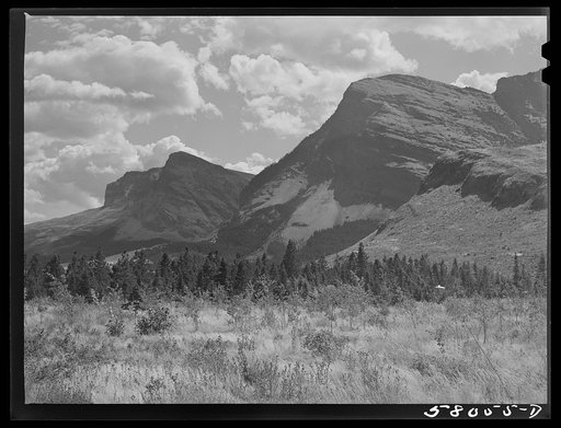 Mountains near Many Glacier highway. Glacier National Park, Montana