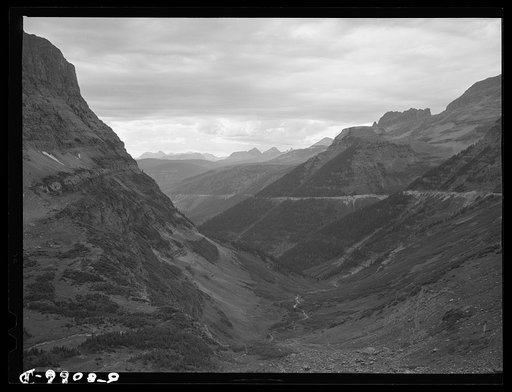 Untitled photo, possibly related to: General view of Rocky Mountains west of Continental Divide seen from top of Logan Pass on Going-to-the-Sun highway. Glacier National Park, Montana