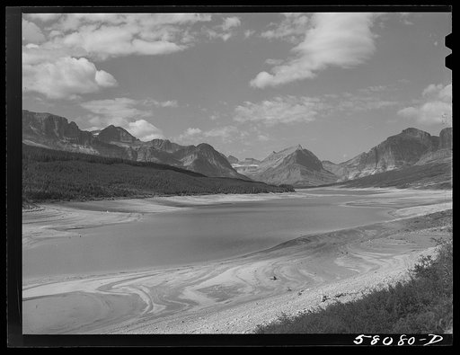Grinnell Glacier as seen from Many Glacier highway. Glacier National Park, Montana