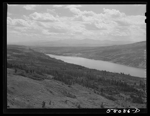 Looking down valley, leaving park. Glacier National Park, Montana