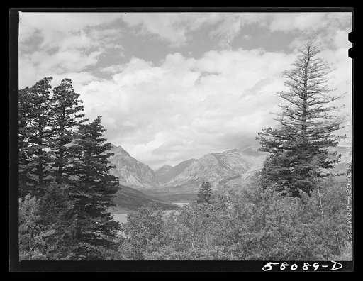 Looking down at lower Lake Saint Mary. Glacier National Park, Montana