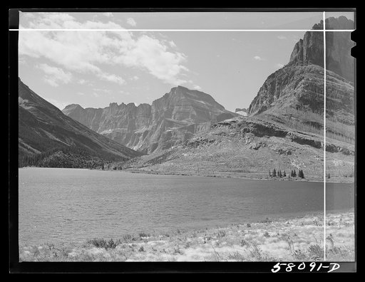 Lake along Many Glacier highway. Glacier National Park, Montana