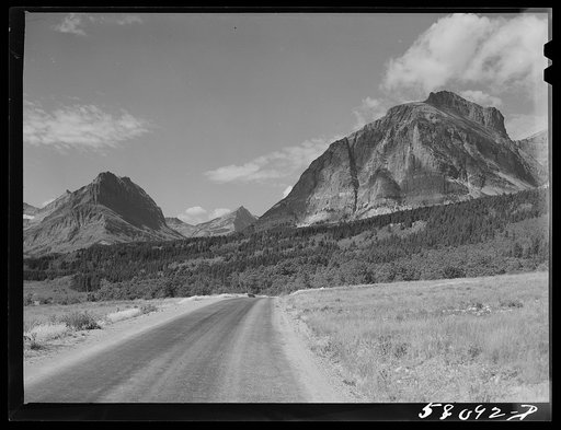 Many Glacier highway. Glacier National Park, Montana