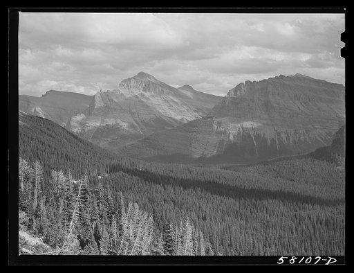 Mountains seen from highway. Glacier National Park, Montana