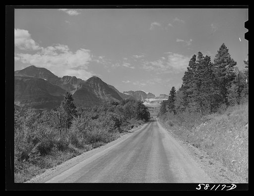 Grinnell Glacier as seen from Many Glacier highway. Glacier National Highway, Montana