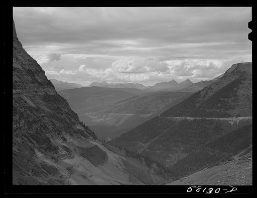 Untitled photo, possibly related to: general view of Rocky Mountains west of Continental Divide seen from top of Logan Pass on Going-to-the-Sun highway. Glacier National Park, Montana