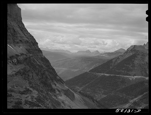 Untitled photo, possibly related to: general view of Rocky Mountains west of Continental Divide seen from top of Logan Pass on Going-to-the-Sun highway. Glacier National Park, Montana