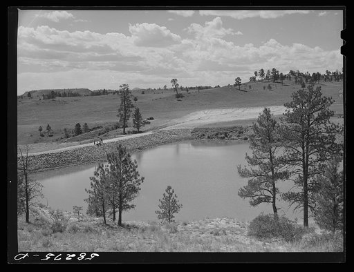 Reservoir for range cattle just finished on Lyman Brewster's lease. Near Lame Deer, Montana