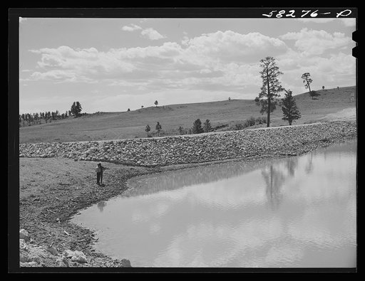 Reservoir for range cattle just finished on Lyman Brewster's lease. Near Lame Deer, Montana