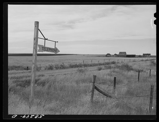 Telephone sign along highway. Judith Basin, Great Falls, Montana
