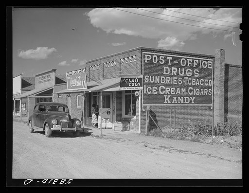 Buildings on main street of ghost town. Judith Basin, Montana