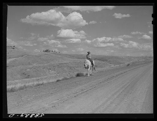 Indian going to Crow Agency to annual fair. Montana