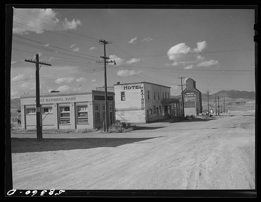 Buildings on main street of ghost town. Judith Basin, Montana