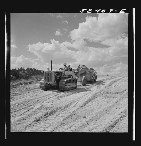 Building a reservoir for range cattle on Lyman Brewster's lease. Near Lame Deer, Montana