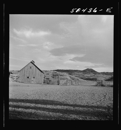 Untitled photo, possibly related to: Barn and corral. Quarter Circle 'U' Ranch, Montana