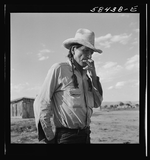 Untitled photo, possibly related to: Cheyenne Indian on Tongue River Reservation near Lame Deer, Montana