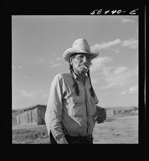 Untitled photo, possibly related to: Cheyenne Indian on Tongue River Reservation near Lame Deer, Montana