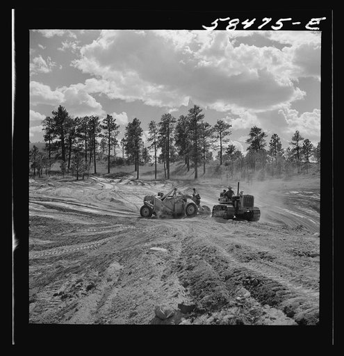 Untitled photo, possibly related to: Building a reservoir for range cattle on Lyman Brewster's lease. Near Lame Deer, Montana