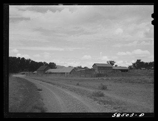 Ranch building and corral. Quarter Circle U, Brewster-Arnold Ranch Company  Birney, Montana