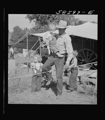 Guests at the stockmen's picnic and barbecue. Spear's Siding, Wyola, Montana
