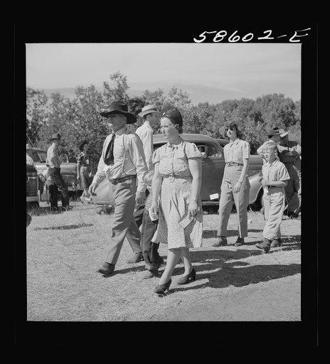 Guests at the stockmen's picnic and barbecue. Spear's Siding, Wyola, Montana