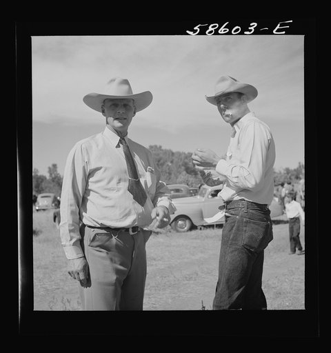 Untitled photo, possibly related to: Guests at the stockmen's picnic and barbecue. Spear's Siding, Wyola, Montana