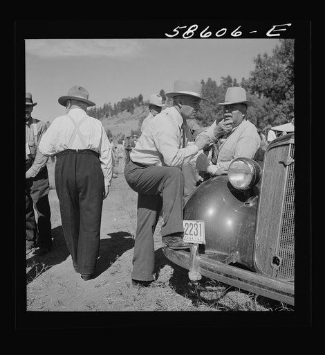 Guests at the stockmen's picnic and barbecue. Spear's Siding, Wyola, Montana