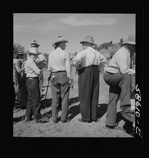 Untitled photo, possibly related to: Guests at the stockmen's picnic and barbecue. Spear's Siding, Wyola, Montana