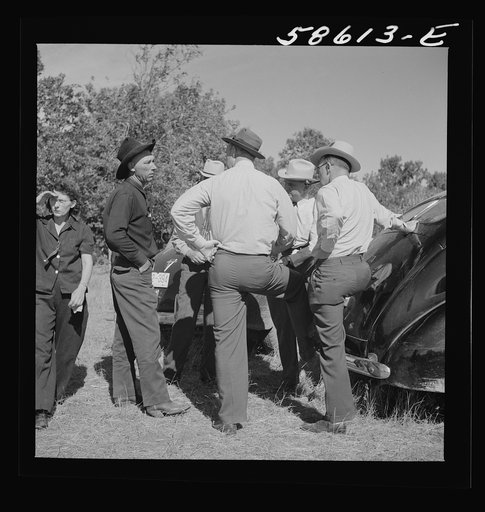 Guests at the stockmen's picnic and barbecue. Spear's Siding, Wyola, Montana