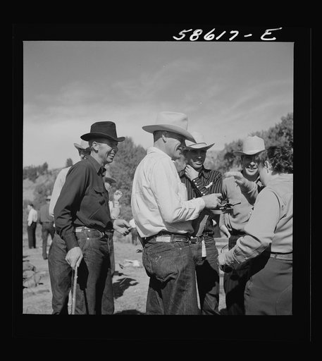 Untitled photo, possibly related to: Guests at the stockmen's picnic and barbecue. Spear's Siding, Wyola, Montana