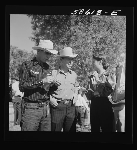 Guests at the stockmen's picnic and barbecue. Spear's Siding, Wyola, Montana