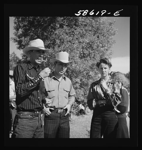 Untitled photo, possibly related to: Guests at the stockmen's picnic and barbecue. Spear's Siding, Wyola, Montana