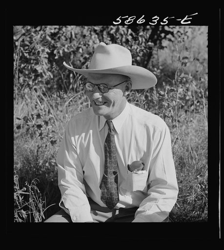 "Junior" Spear at stockmen's picnic and barbecue. Spear's Siding, Wyola, Montana