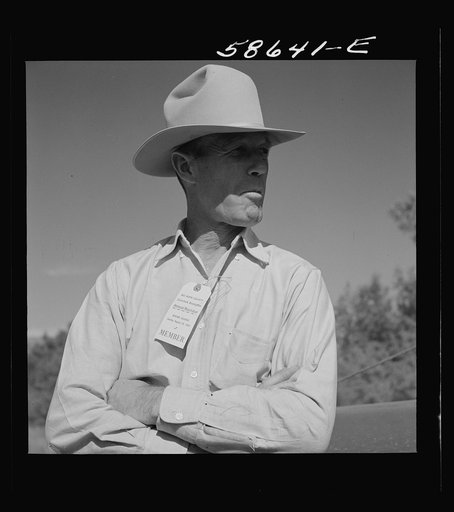 Stockmen at stockmen's picnic and barbecue. Spear's Siding, Wyola, Montana
