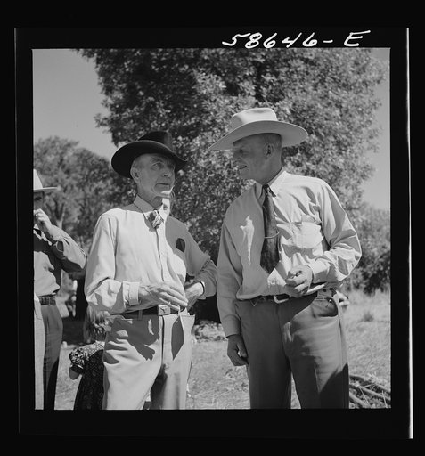 "Junior" Spear with a friend at stockmen's picnic and barbecue. Spear's Siding, Wyola, Montana