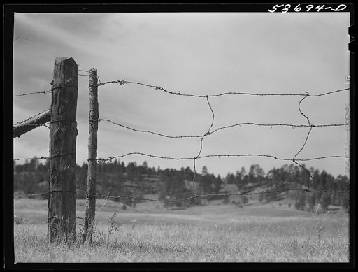Fence around ranch grazing lands. Near Birney, Montana