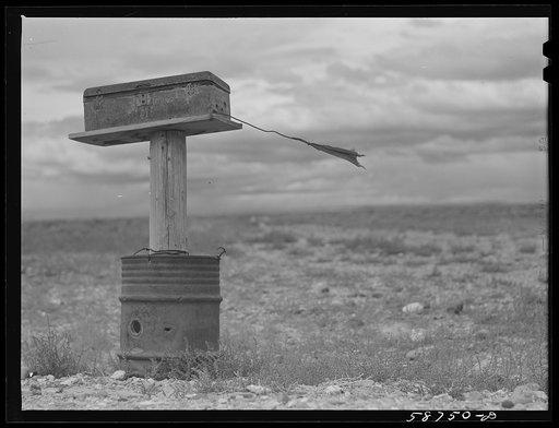 Untitled photo, possibly related to: Ranch mail box near Farson, Wyoming