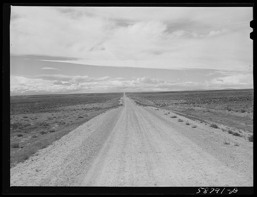 Road across the plains near Farson, Wyoming
