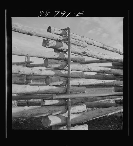 Untitled photo, possibly related to: Detail of corral gate and fence. Quarter Circle U, Brewster-Arnold Ranch Company. Birney, Montana
