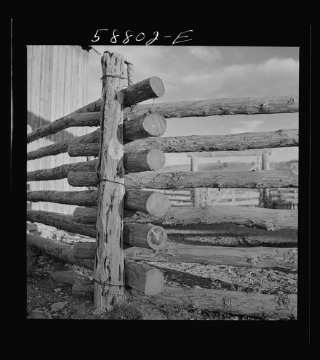 Untitled photo, possibly related to: Detail of corral fence. Quarter Circle U, Brewster-Arnold Ranch Company. Birney, Montana