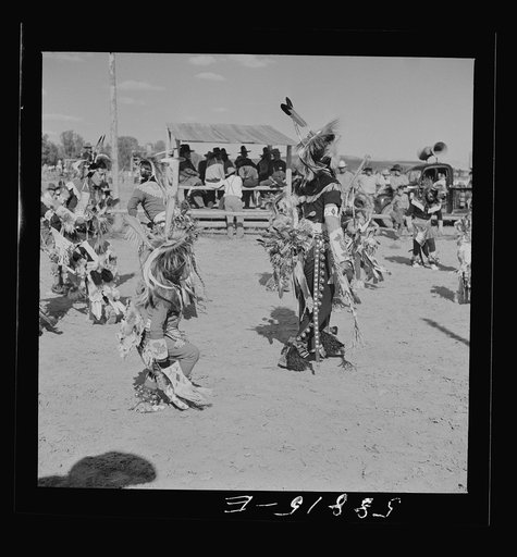 Crow Indian dance at annual fair. Crow Agency, Montana