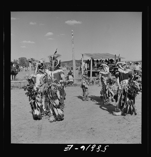 Untitled photo, possibly related to: Crow Indian dance at annual fair. Crow Agency, Montana