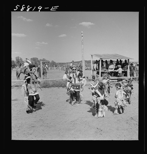 Crow Indian dance at annual fair. Crow Agency, Montana