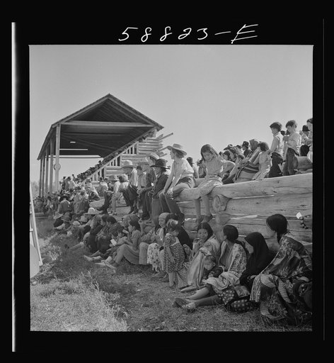 Indians and spectators at annual fair. Crow Agency, Montana