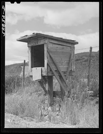 Mailbox along highway in the Yampa River Valley, Colorado