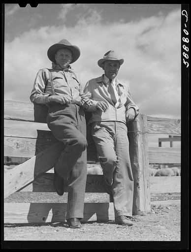 Dudes from Quarter Circle U Ranch at Crow Indian fair. Crow Agency, Montana